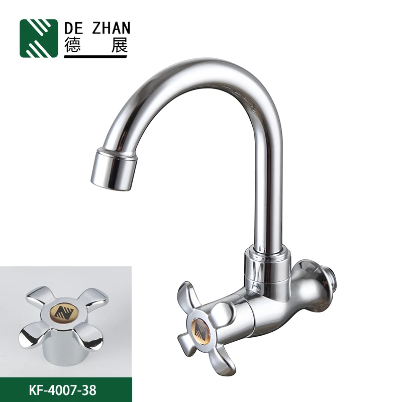 Modern Classic Chrome Kitchen Faucet Single-Hole ABS Valve Mount with Polished Surface Water Tap 500 G1/2 Easy Wall Installation