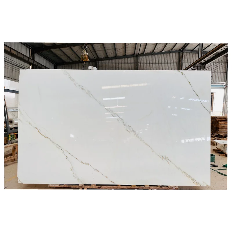 Chinese calacatta marble Natural Stone big slab tile floor wall stairs step dining table white marble tile
