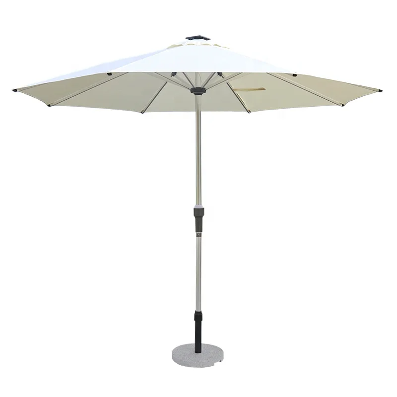 Table & Chair Insertable Solar led Garden Umbrella Center Column Patio parasol with Solar led