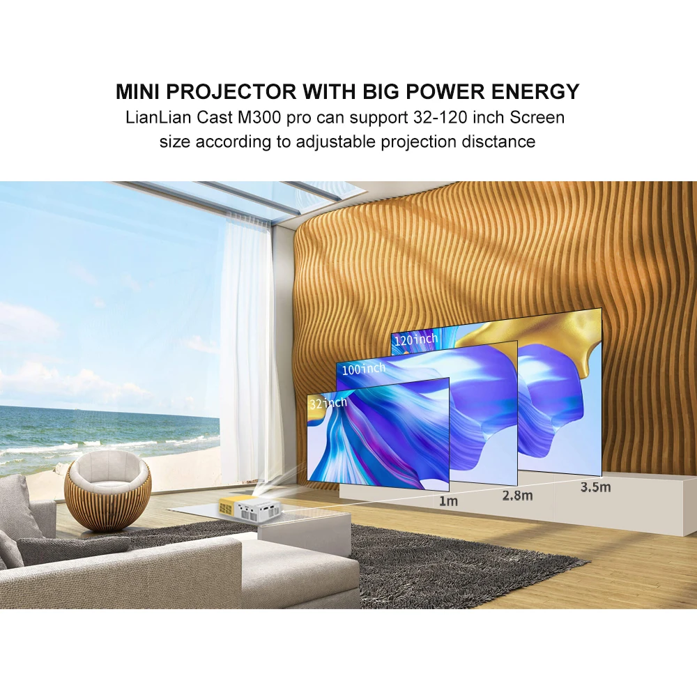 Горячая Распродажа Amazon LianLian Cast yg300 pro Hd карманный светодиодный домашний кинотеатр Yg300 Pro мини-проектор 1080p для мобильного