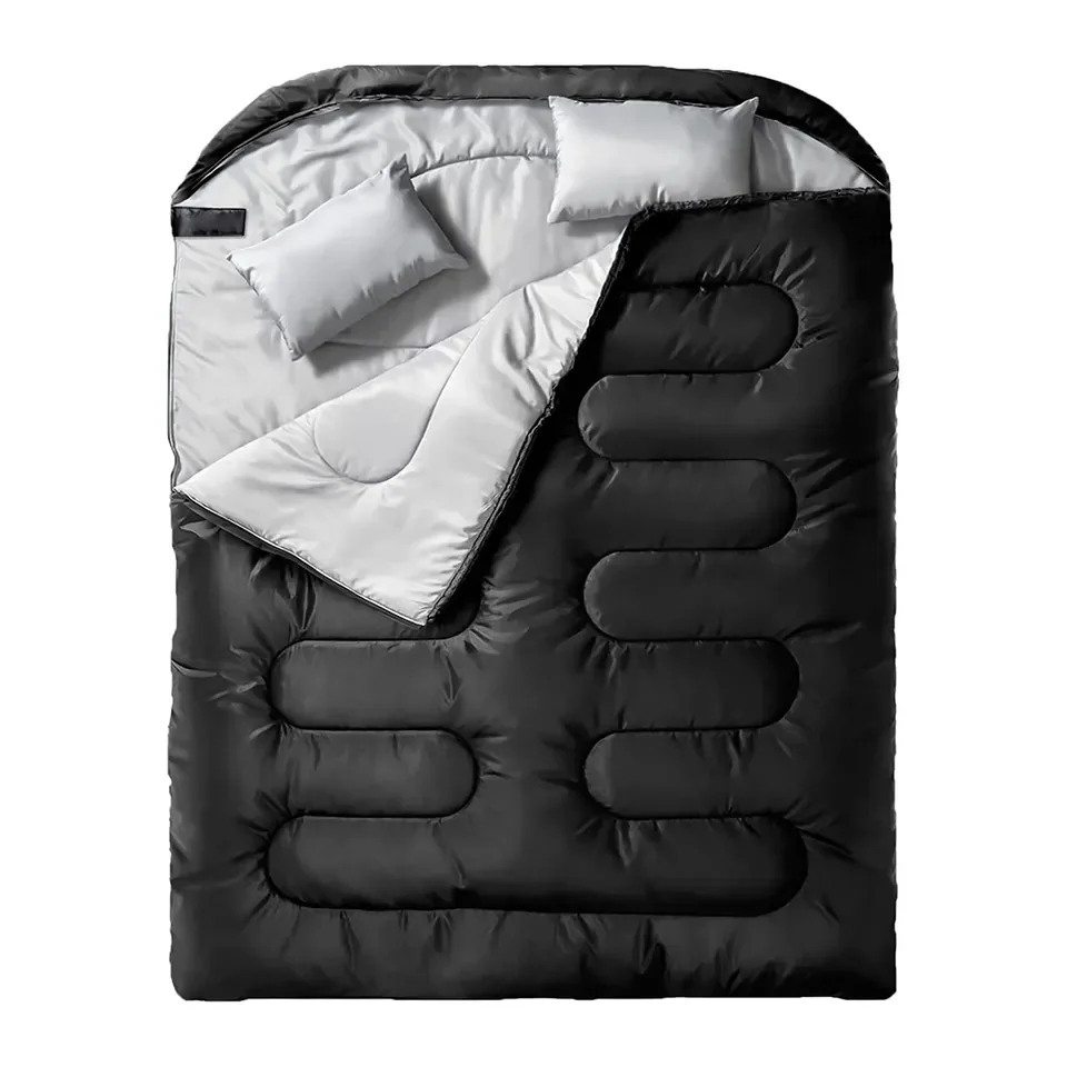 Low Moq Camping Double Sleeping Bag for Adults and Mens With Pillow Two Person Sleeping Bag for All Seasons