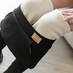 Winter Thick 350/450 g Cashmere Warm Women Pants Fashion Thin Leg High Waist Side Pocket Fleece Fuzzy Warm Women Leggings