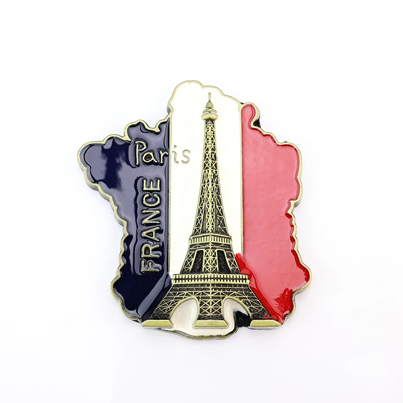 Manufacturer Custom Logo 3D Metal Tourist Promotional Souvenir Gift City Refrigerator France Paris Enamel Fridge Magnet