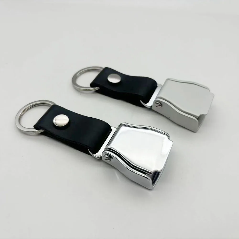 Flight Travel Aviation Detachable Airplane Buckle Seatbelt Safety Custom Seat Belt Buckle Leather Strap Keychain For Backpack