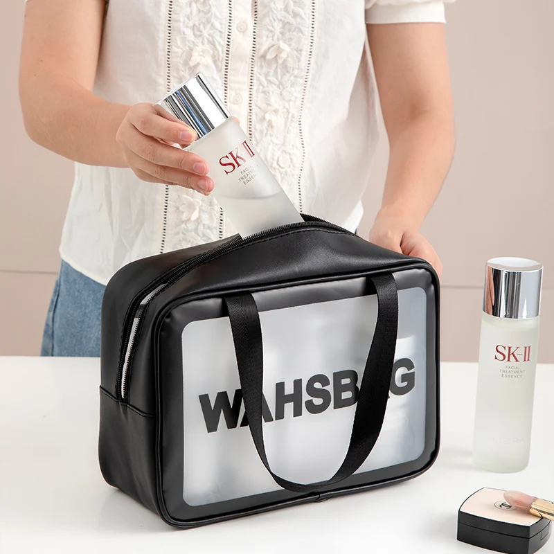 Custom Logo cosmetic bag clear makeup bag waterproof PU toiletry wash bag cosmetic organizers