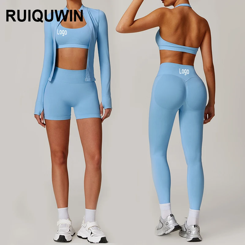 RUIQUWIN Wholesale Yoga Suit Fitness Wear Yoga Long Sleeve Top Sports Jogging Pants Tight Yoga Clothes For Women