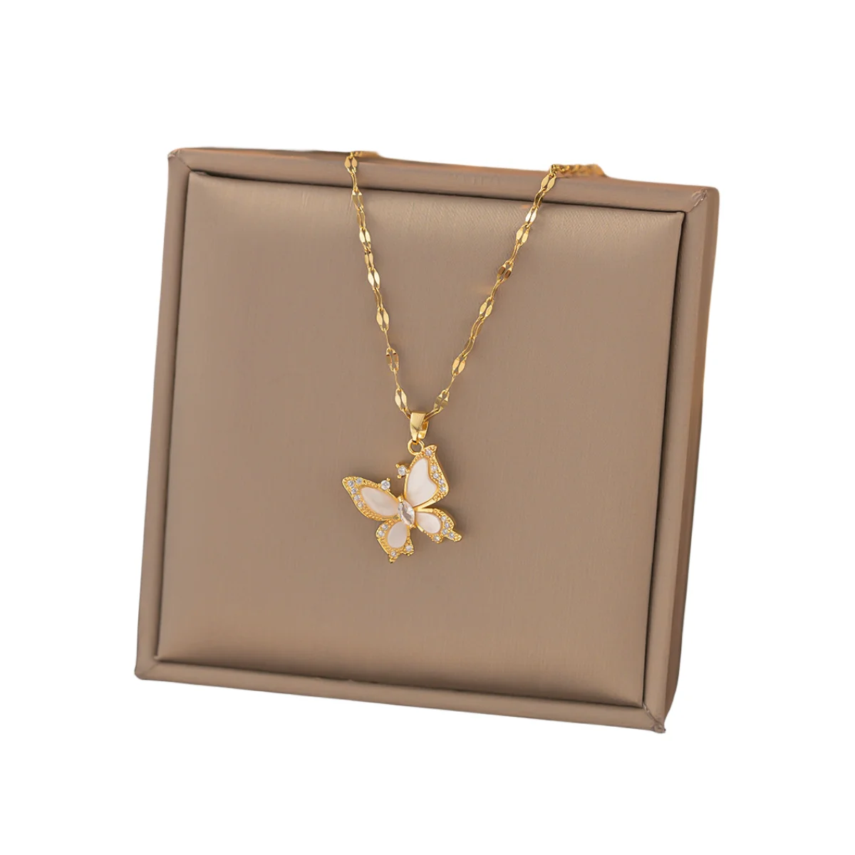 Non-fading titanium steel necklace Female Butterfly necklace Smart Sparkle necklace copper pendant