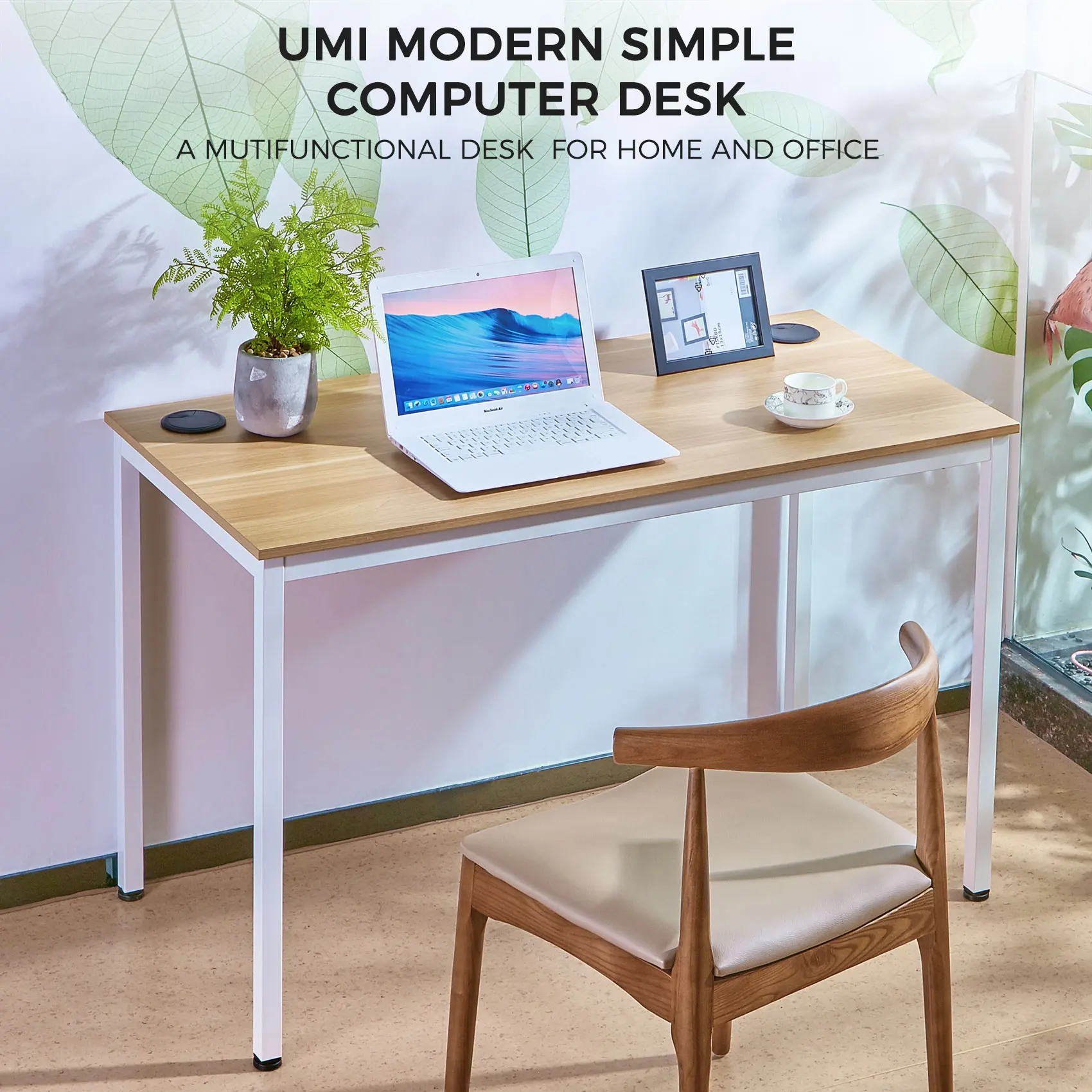 ERK-CD-02EWL-V1 Easy Assembly Stable Support Structure Wooden Textured Table Top PC Office Home Computer Desk