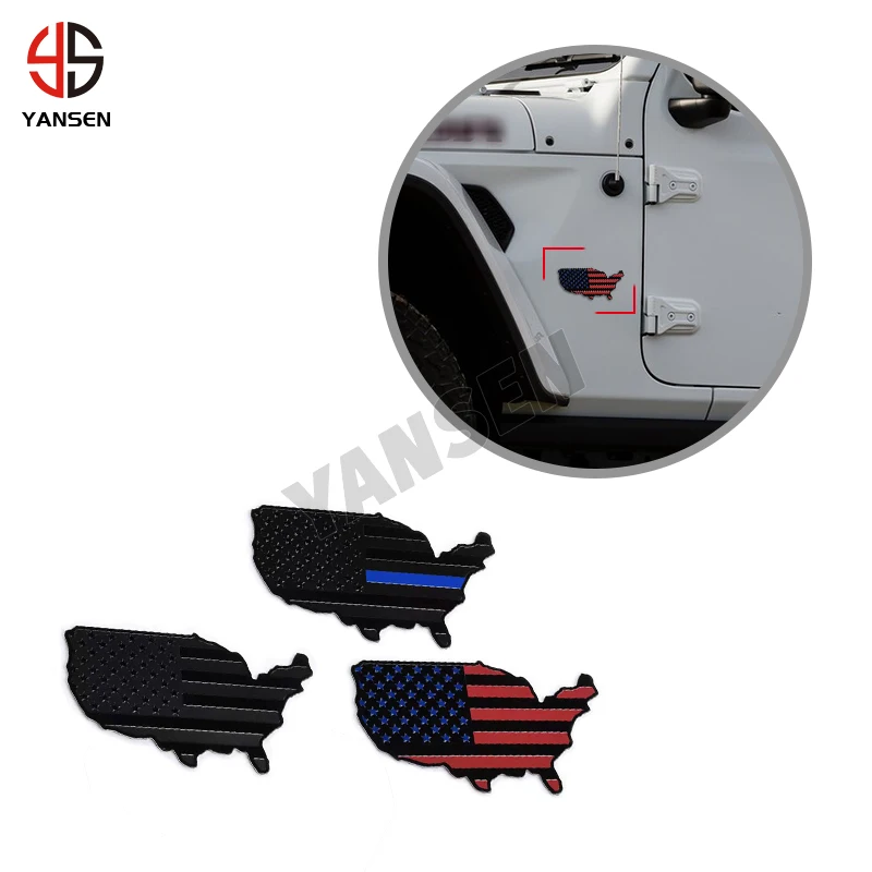 DIY Universal Car Accessories Exterior Custom USA Map Flag 3D Car Emblem Badge Body Sticker
