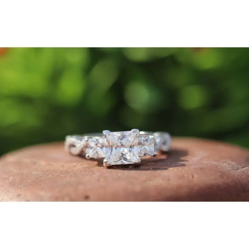 White Gold Princess Cut Diamond Ring Indian Manufacturer Wholesale Price Jewelry Customized 14K Natural Gold Real Diamond Ring