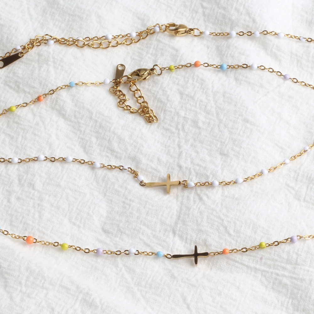 Thin Chain On The Neck Minimalist Pendant Jewelry Chocker Collar For Girl Women Neck Chain Cute Cross Choker Necklace