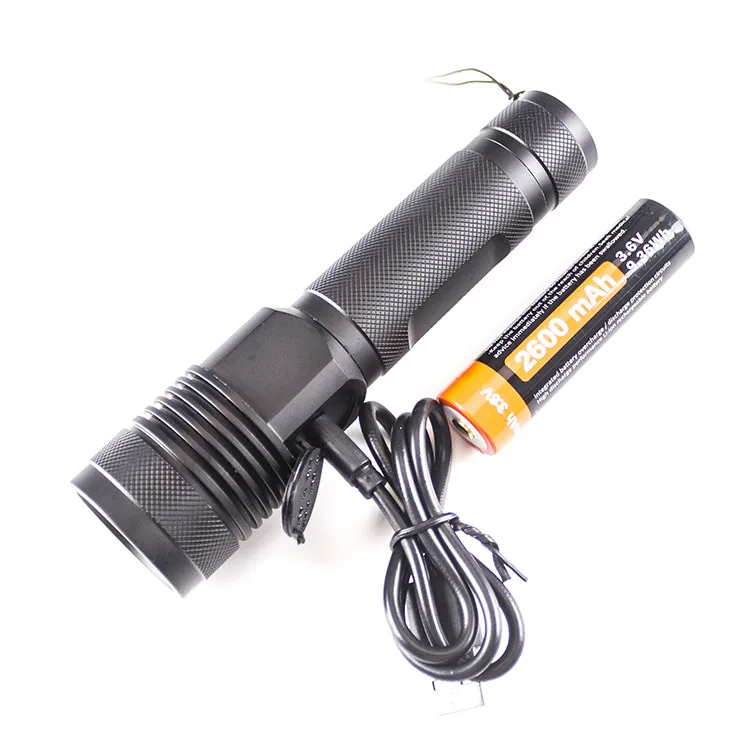 Outdoor Waterproof LED Diving Light USB Rechargeable Tactical Light Mountain Bicycle Flashlight