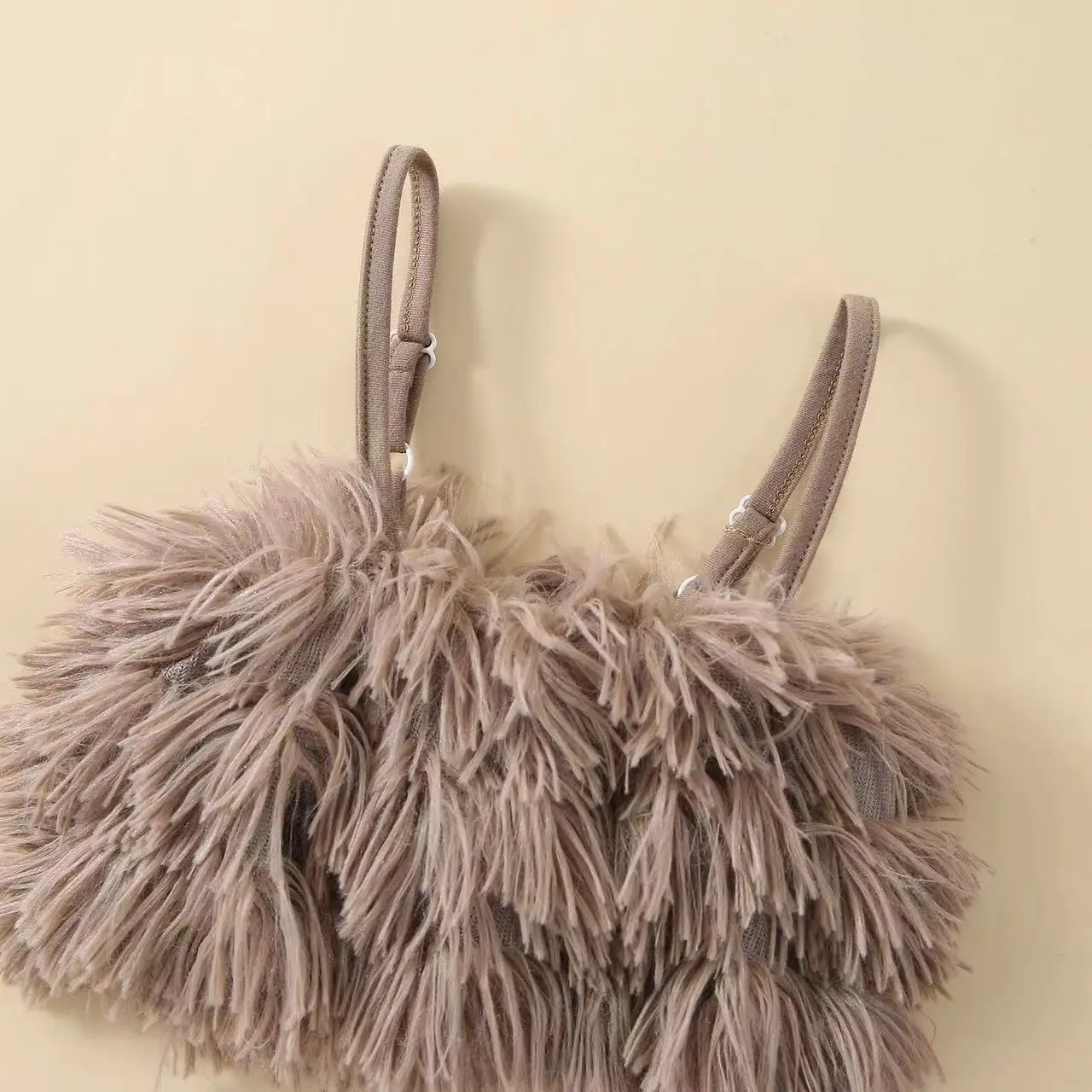 Summer Fashion Kids Girls 3pcs Clothes Sets Furry Spaghetti Strap Tank Tops + Long Pants + Waist Bag Children Outfits