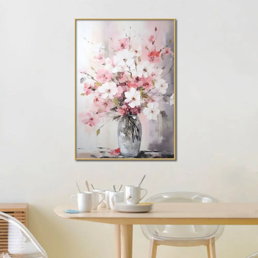 Modern Roses with Vase Canvas Print Digital Wall Art Framed Decor for Bedroom Home Decor