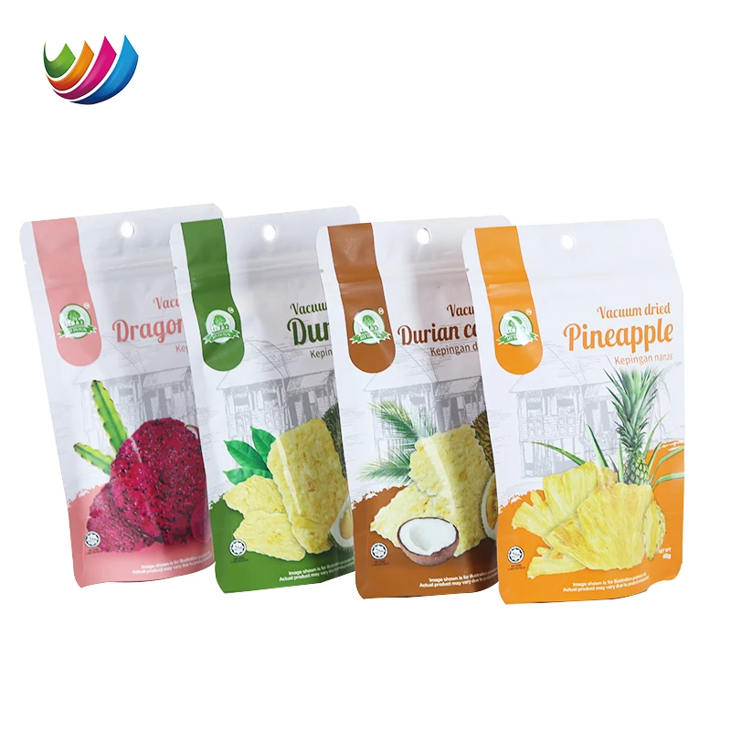 Custom Printed Resealable Bags Food Grade Mylar Stand Up Pouch Freeze Dried Fruit Food Packaging Zipper Bag Bags For Snack