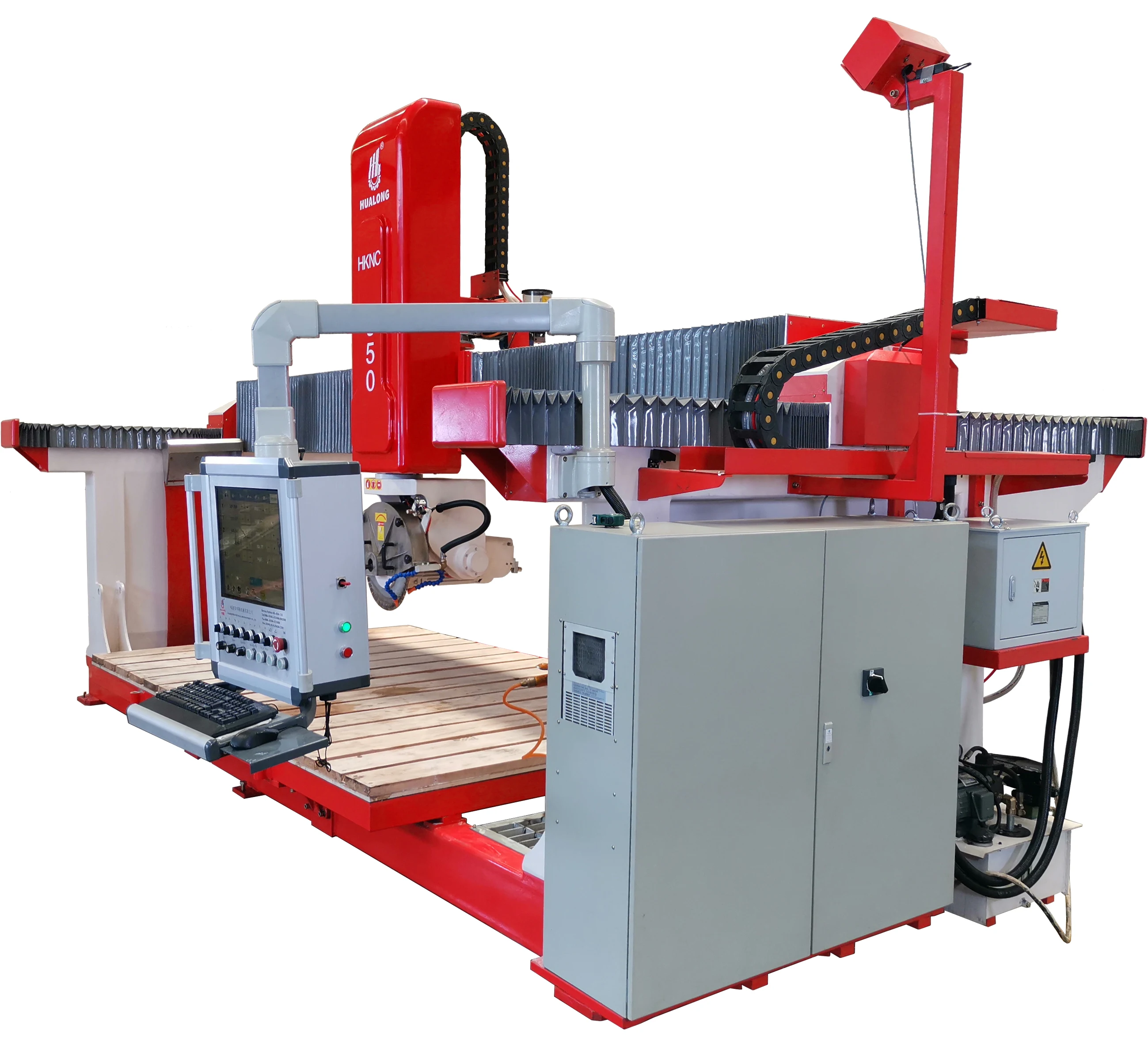 Hualong Machinery HKNC series Bridge Saw 5 Axis Stone Cutter CNC Granite Cutting Machine Processing Center