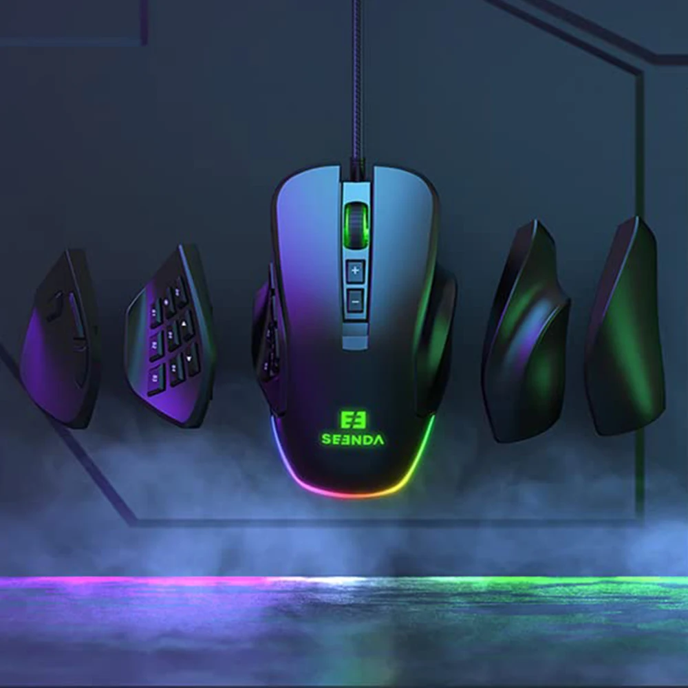 Seenda портативный эргономичная игровая мышь для компьютера ПК ноутбук RGB коврик