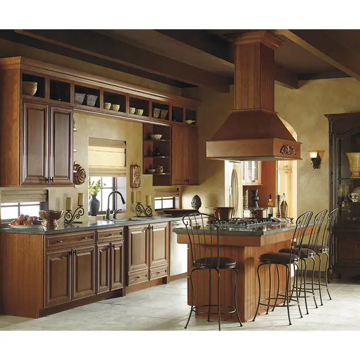 Vermonhouzz Luxury and Elegant Classical Solid Wood Kitchen Cabinet Designs Big Kitchen Cabinet Set