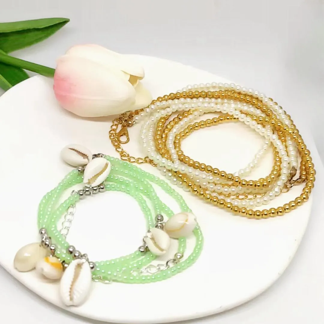 Natural shell beach sexy waist beads multi-layer imitation pearl belly chain Fashion jewelry body chain