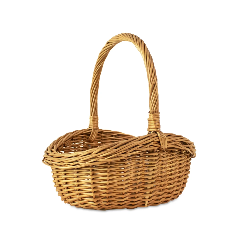 Hot selling handmade willow woven picnic picking and storage basket set, fashionable empty gift basket