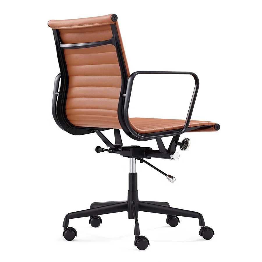 
High Quality factory Black Matted Aluminum Back leather executive task Office Chair 