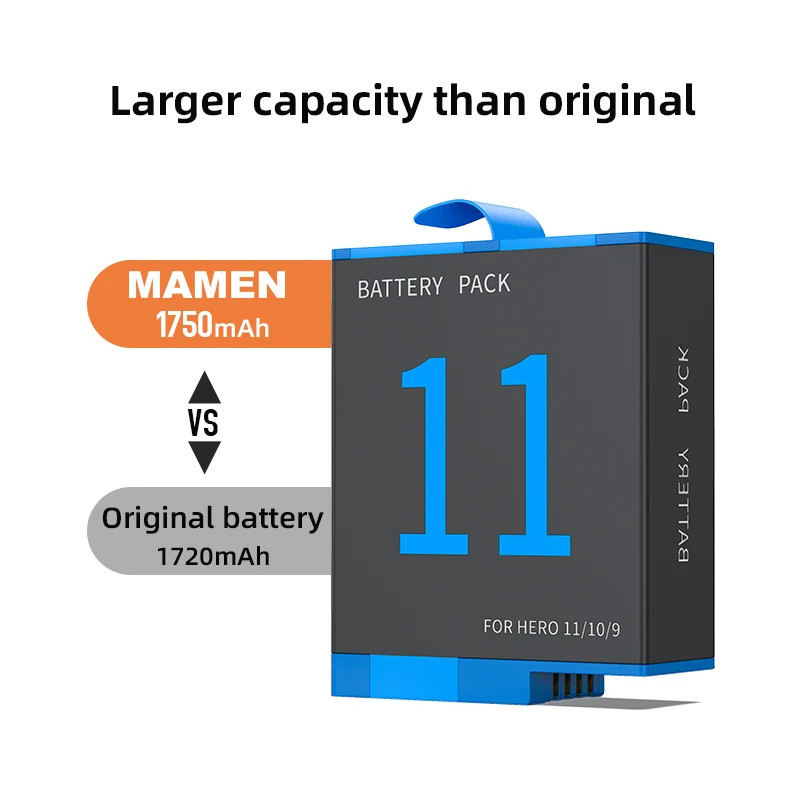 1750mAh Battery For Gopro Hero 9 Camera Li-ion Battery For Go Pro Action Sport Camera Battery Full Decoding