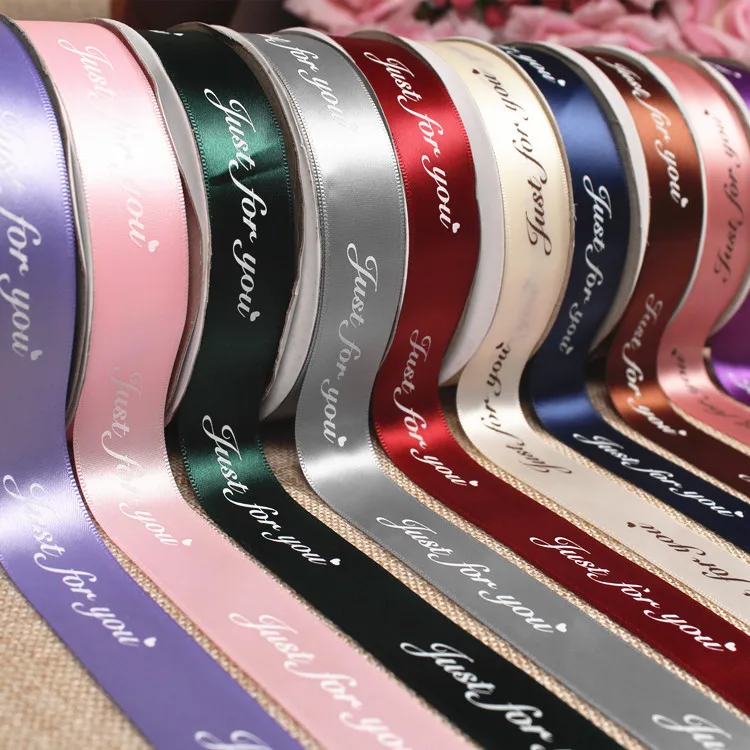 Custom Wholesale logo Luxury Printed Wedding Decoration Gold Silver Satin Ribbon