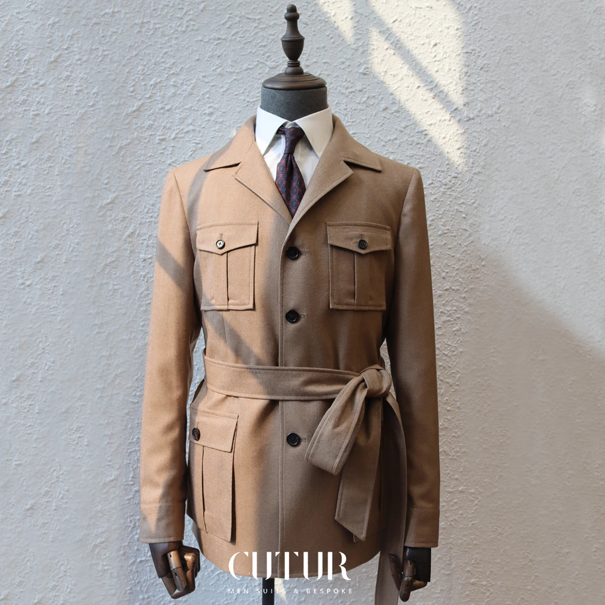 CMT Safari  Tailor Custom Mens Casual Jacket For Tailor Shop Unstructured Safari Jacket Blazer 100%Wool