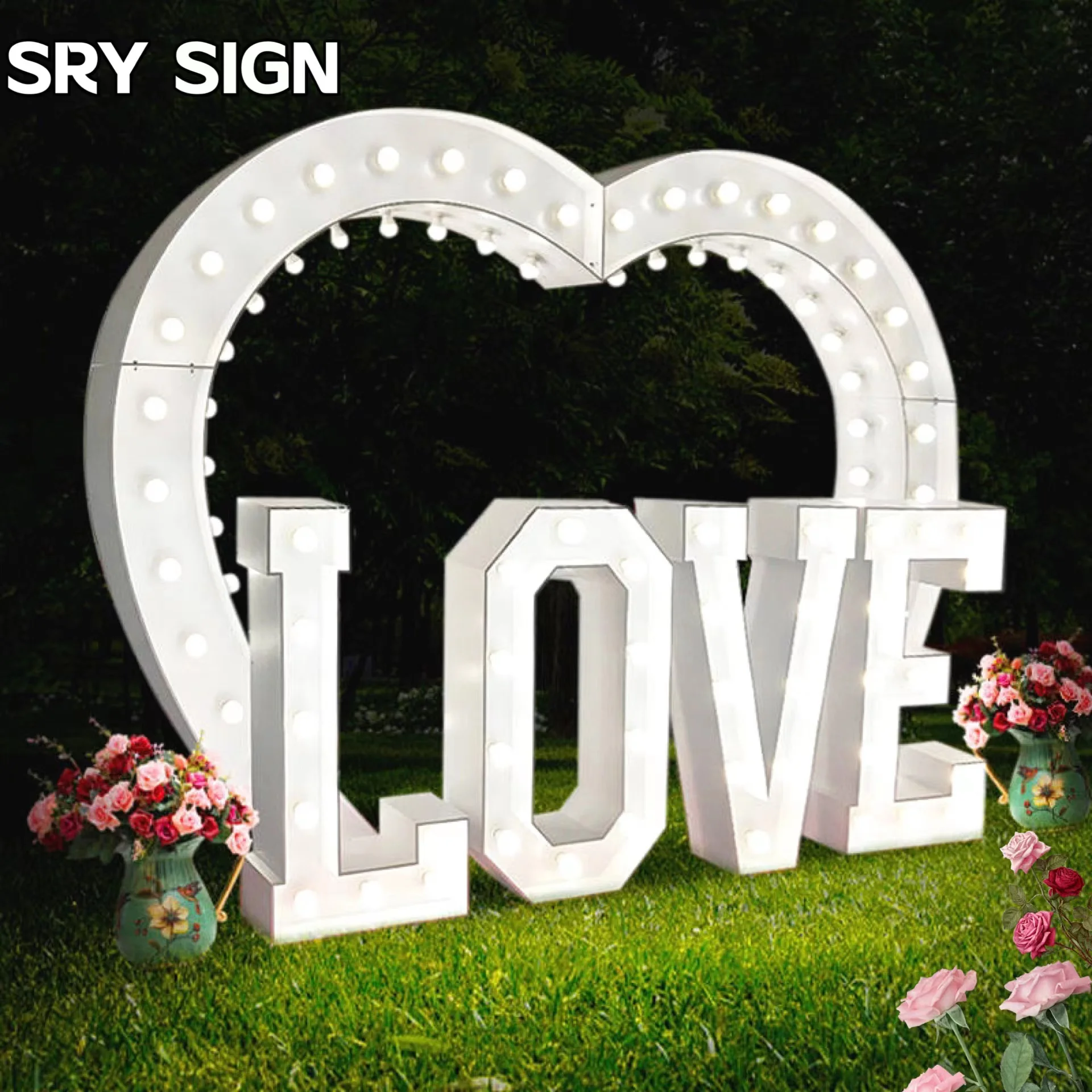 SRY Custom Led  Illuminated Letters Led Wedding Numbers 3ft  4ft Marquee Letters  Love Light Up  Sign