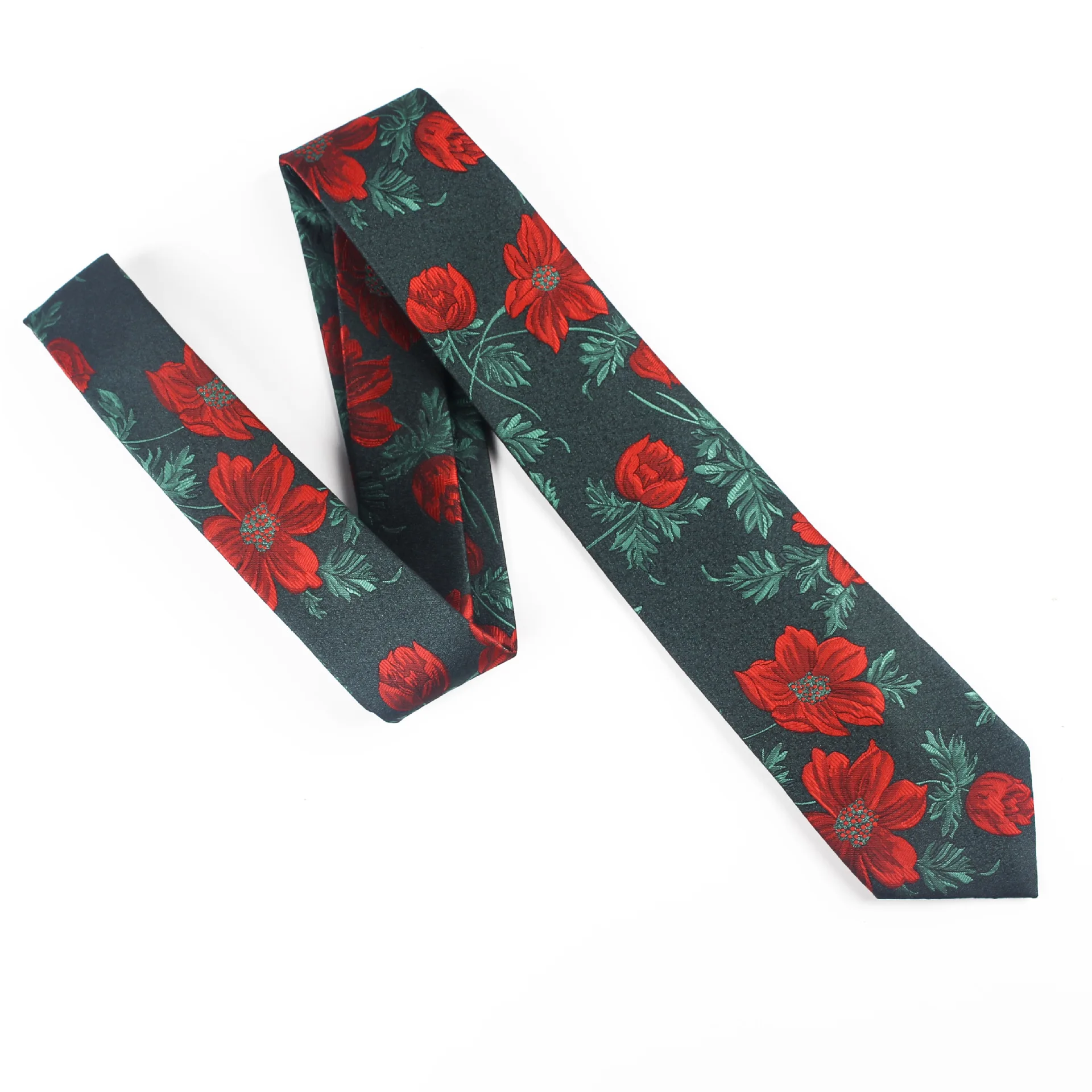 Wholesale Classic Jacquard Striped Plaid Paisley Red Flower 7CM Narrow Slim Neck Tie