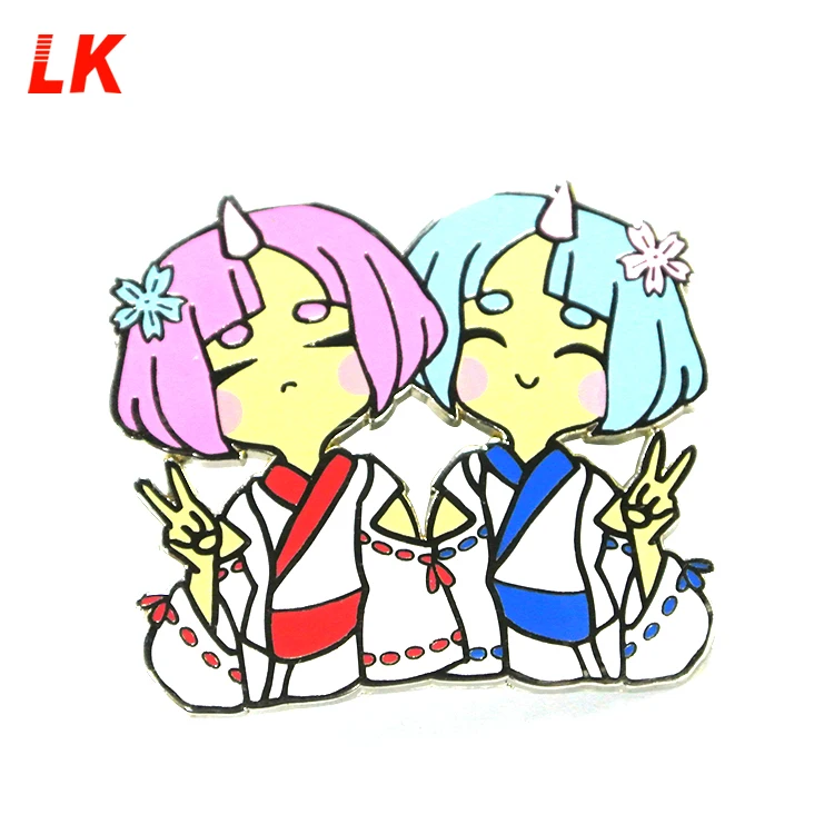 Оптовая продажа на заказ металлические 3d модные значки персонажа аниме нагрудные значки