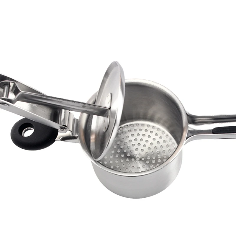 Suspensible stainless steel potato ricer