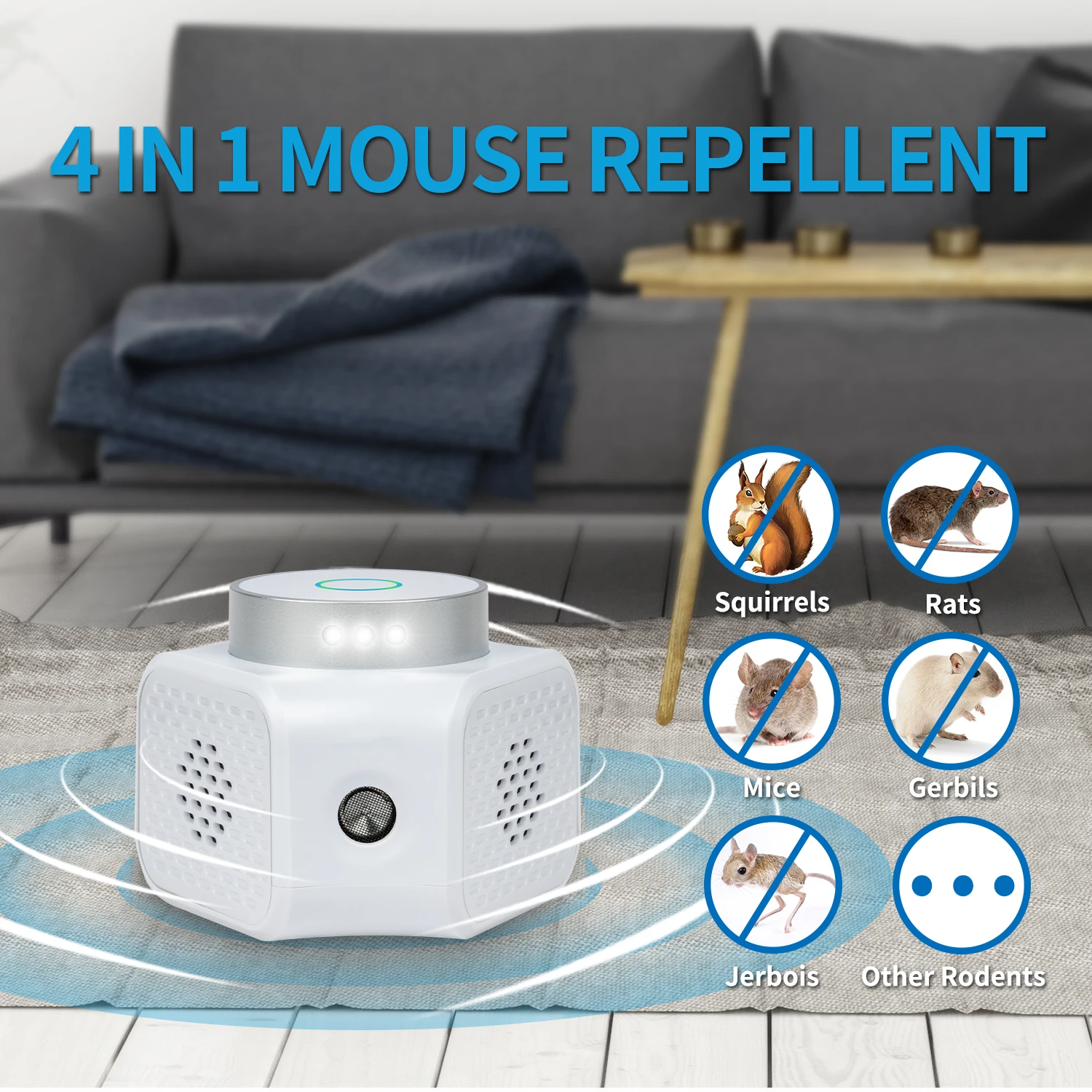 Original Factory Ultrasonic Rat Repellent Rodent Deterrent with Flashing Light PIR Sensor Indoor Ultrasonic Mouse Repeller