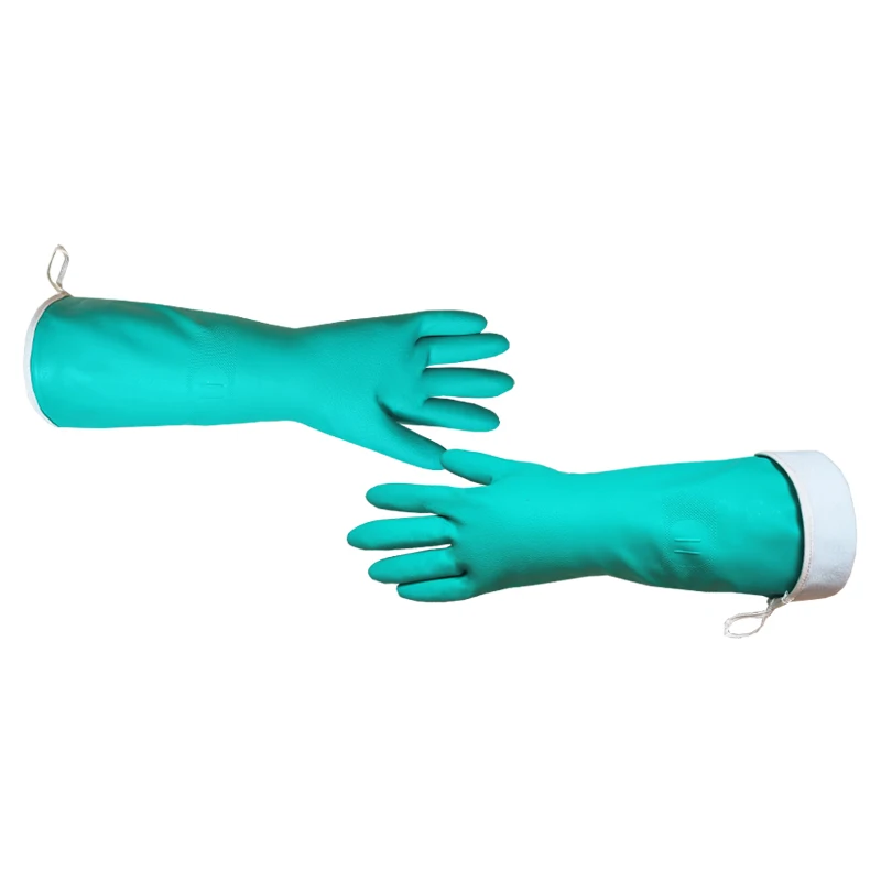 DHL645 - Green Nitrile glove with long cuff and sponges liner Gloves