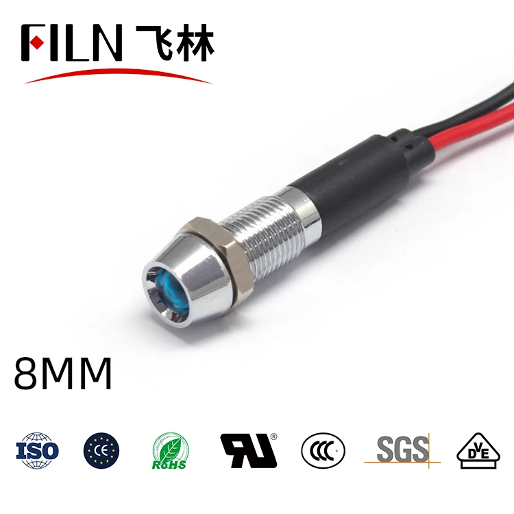 IP67 Waterproof LED Metal Warning Indicator Light 8mm Pilot Signal Lamp 3V 5V 6V 12V 24V 220v Red Yellow Blue Green White