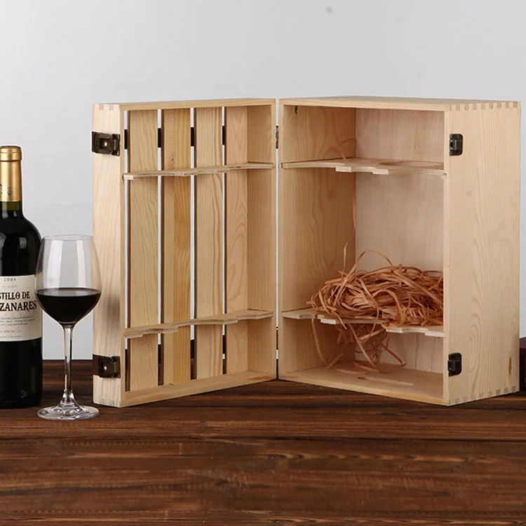 Ready to Ship Double Bottle Wine Box Wood Wooden Decorative Wine Box