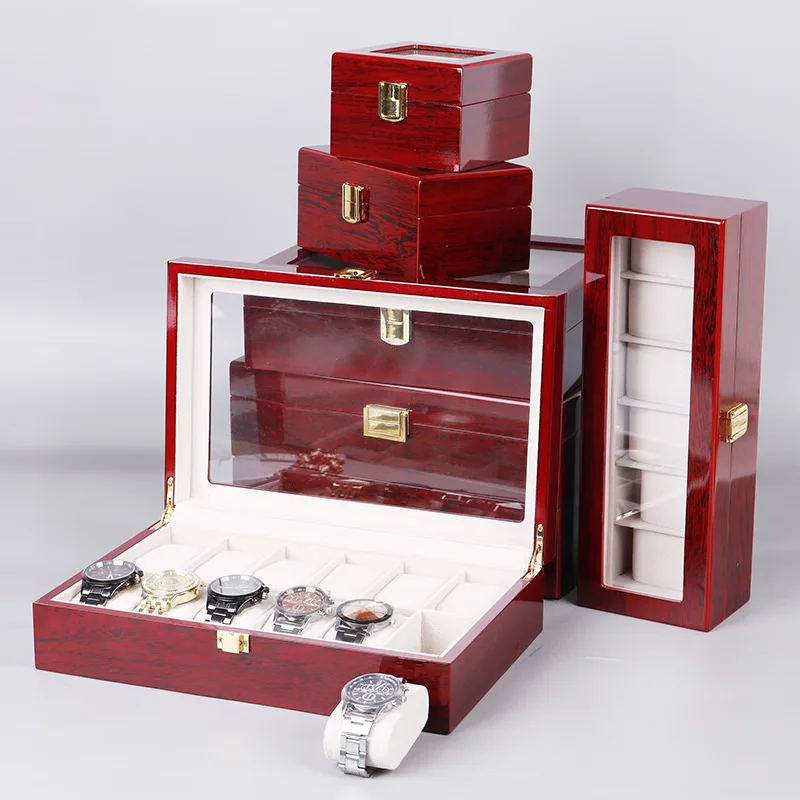 New wood paint 6/10/12/20/ bit watch box lacquer watch bracelet storage display packaging organizer