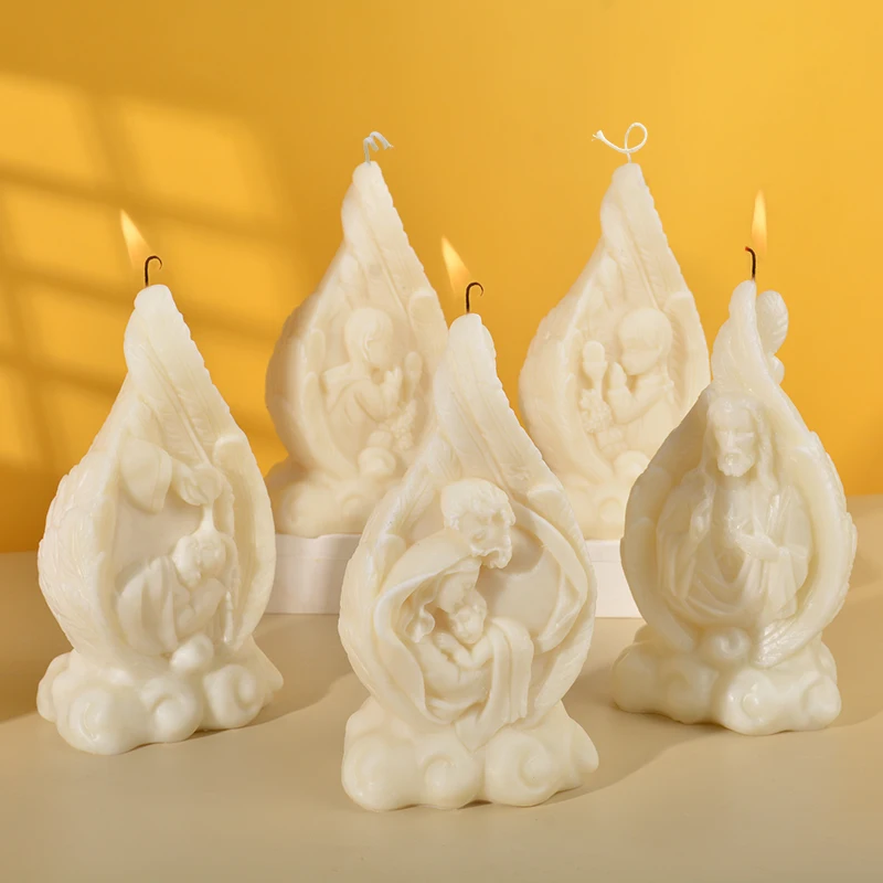 DUMO Virgin Jesus Family Silicone Cake Tools  DIY Religion Gift Christian Jesus Trophy  Holy Scented Candles Mold Candle Making