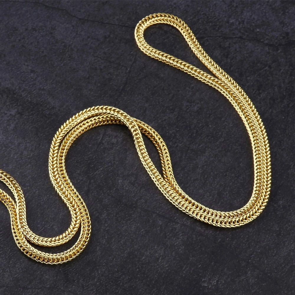 KRKC&CO Wholesale Round Stainless Steel 14k 18k Gold Plated Necklace Franco Chain