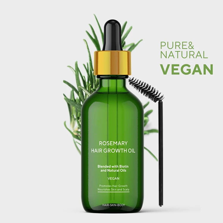 Private Label 100% Natural Organic Rosemary Castor Almond Oil Men Women Scalp Care Serum Hair Treatment Growth Oil