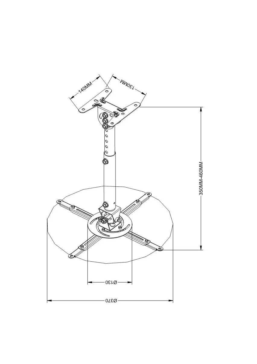 FocusMount PMC-3546 white Universal adjustable wall stand bracket mount Projector ceiling mount