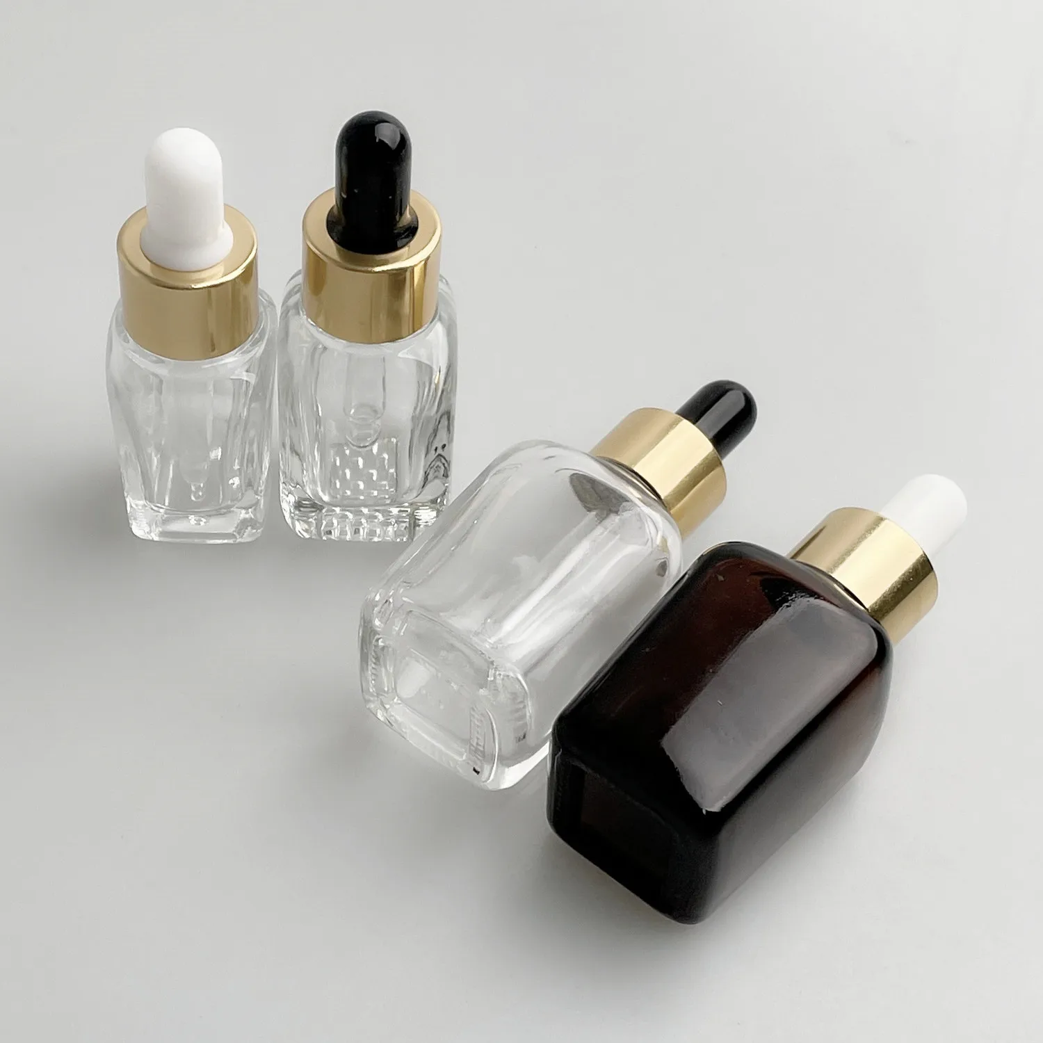 empty essential oil bottle 10ml 15ml 20ml 30ml square amber clear hair oil glass bottle with dropper