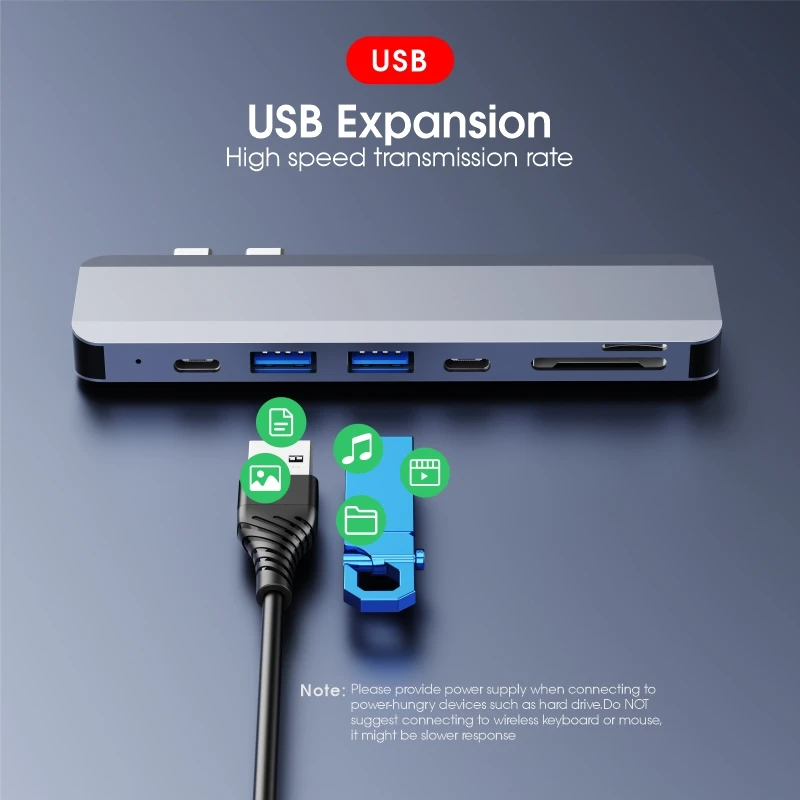 New 10 Port type c hub usb 3.0 otg hub 4K HDTV-compatible SD TF card reader for macbook pro air laptops usb c hubs