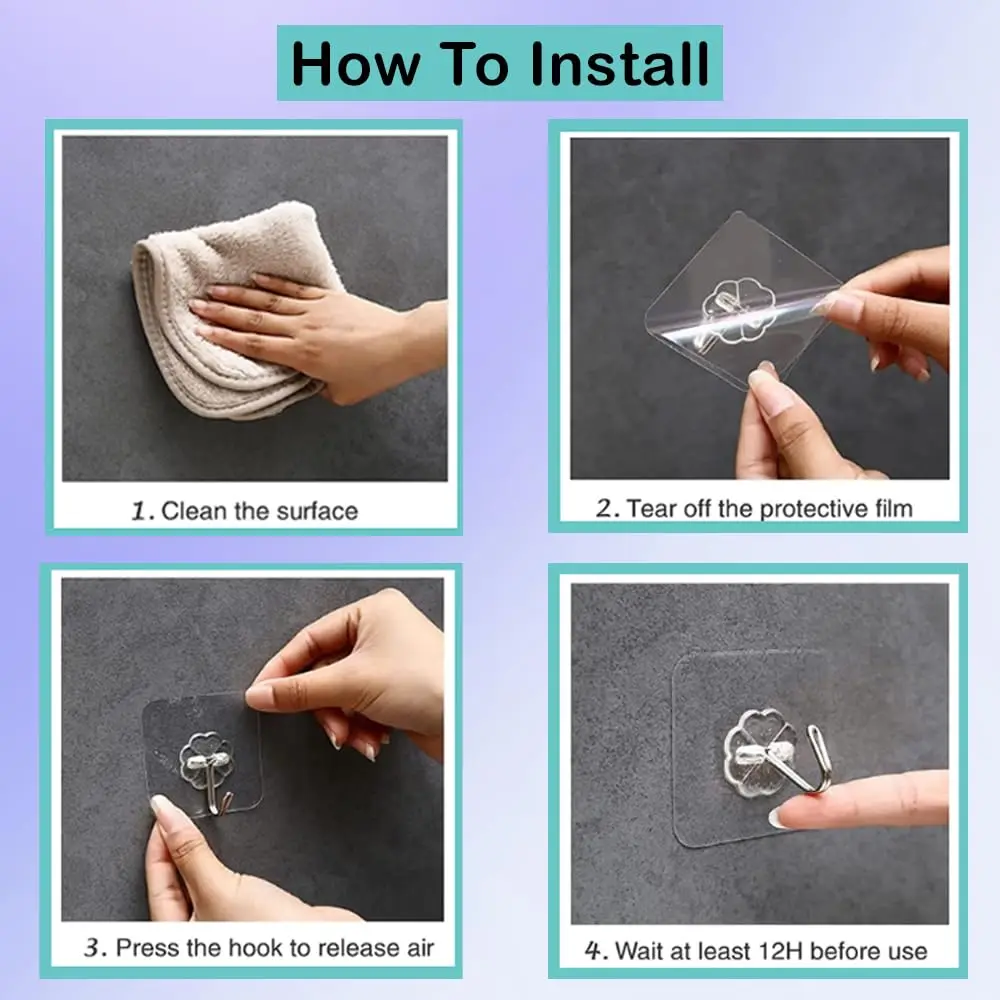 Plastic Self Adhesive Hooks for Wall Heavy Duty Clothes Hanging Wall hangings Kitchen Accessories Bathroom Items