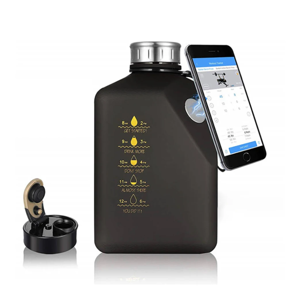 Custom Logo Print BPA Free 2.7L Sport Bottle Square Drinking Jug Water Bottle with Magnet Magnetic Cell Phone Holder
