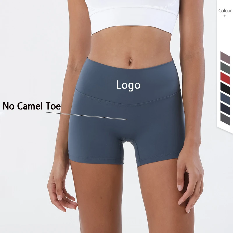 Customized Plus Size Solid Workout Biker Shorts Nude Feeling No Camel Toe Yoga Running Womens Exercise Sports Shorts