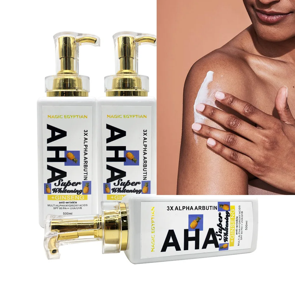 OEM фирменный логотип волшебный отбеливающий лосьон для тела AHA быстрое впитывание в экстра сухую кожу Успокаивающая обезвоженная