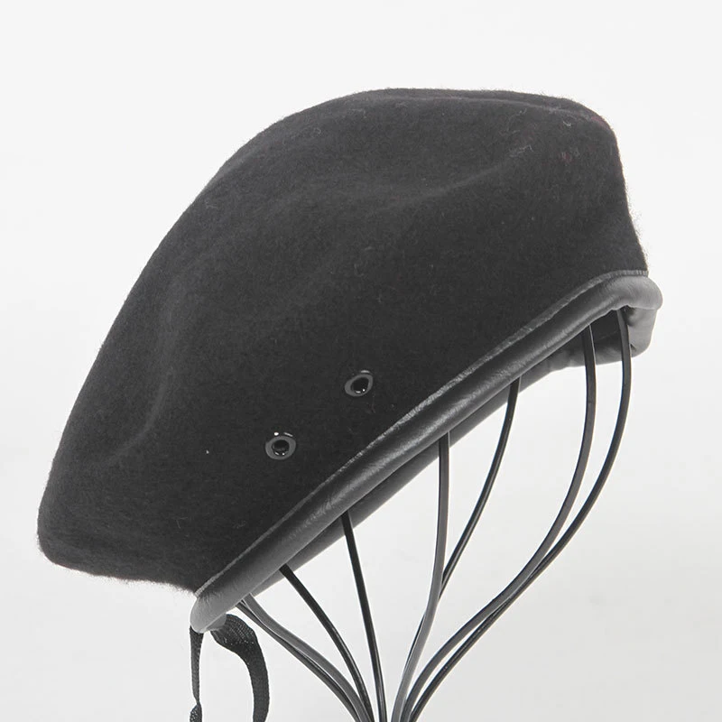 Wholesale green color navy blue custom logo cap breathable wool green french hat beret for men