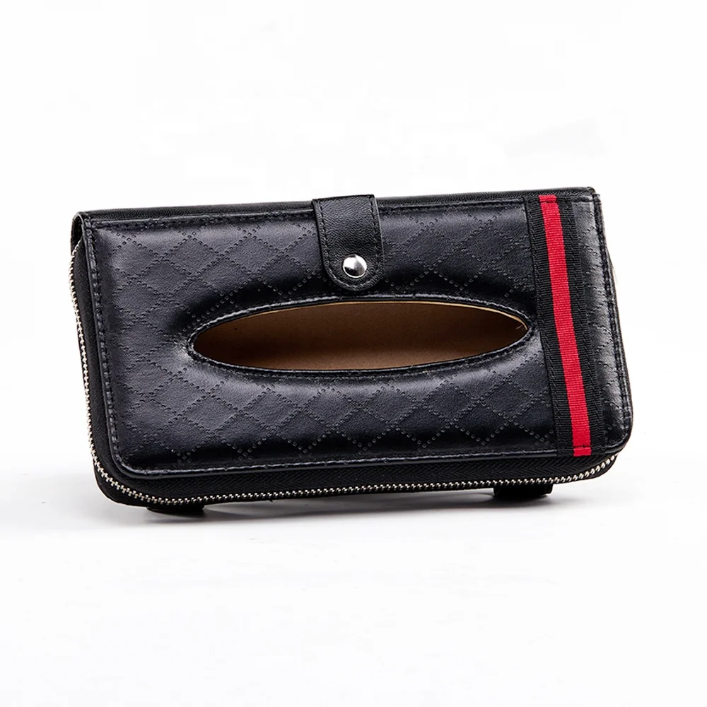 Deluxe rectangle pu imitation leather napkin holder tissue box with cover leather car tissue box