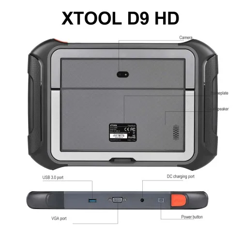 XTOOL D9HD Truck and Car diagnostic tool 12V to 24V D9 HD Scanner 42+Special Functions Mapping for Diesel/gasoline Replace PS90